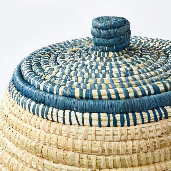 Threshold Large Woven Canister with Lid - Blue - Raffia - Picture 4 of 8